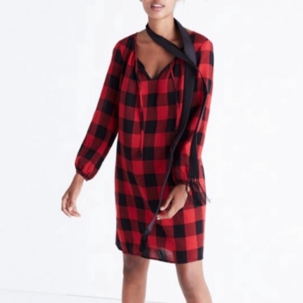 Plaid Red and Black Shift Dress